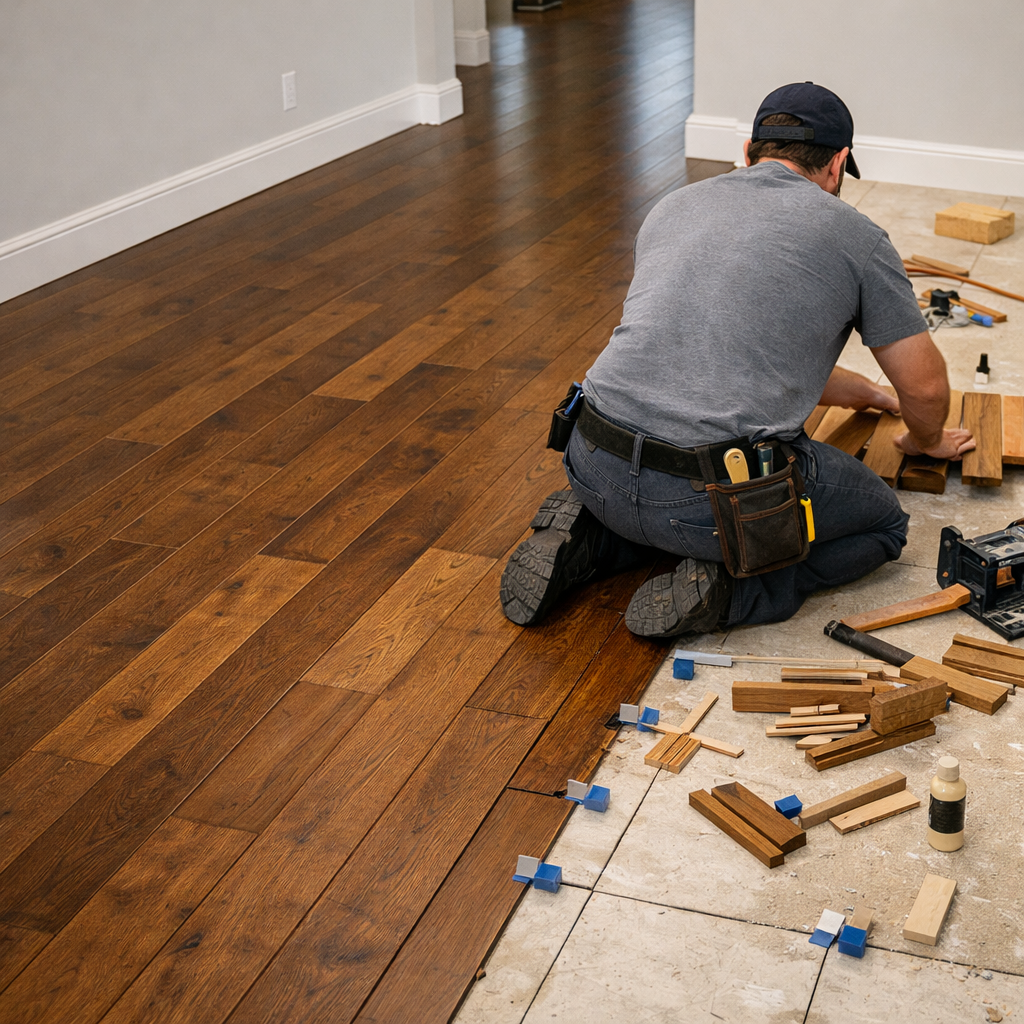 Instalacion de pisos de madera JAS Remodeling installing hardwood floors
